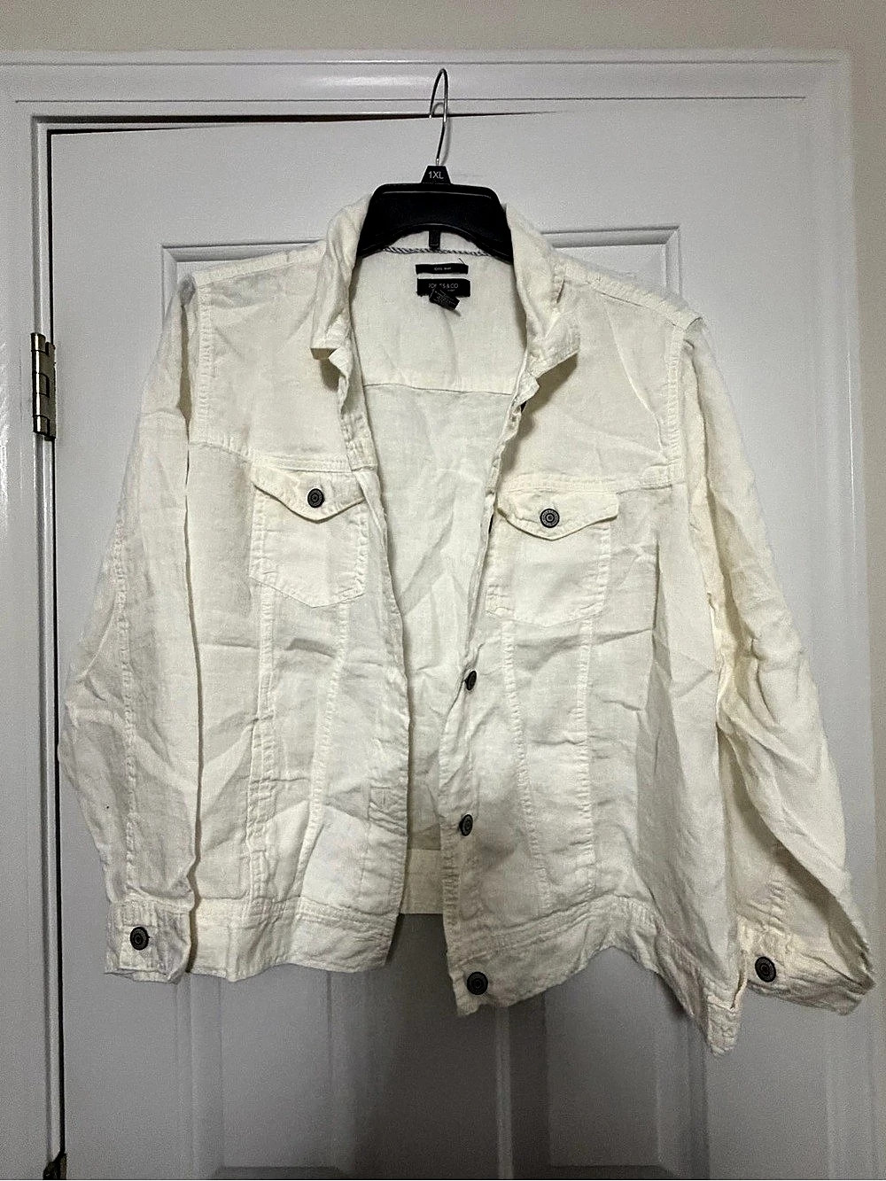 Jones New York Jones & Co 100% Linen Trucker Jacket White 2X